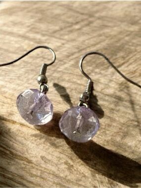 Delicate Lavender Crystal Drop Earrings - Elegant Women's Jewelry